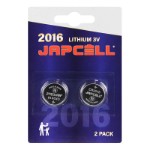 JAPCELL CR2016 Lithium knapcelle batteri 2 stk. blister